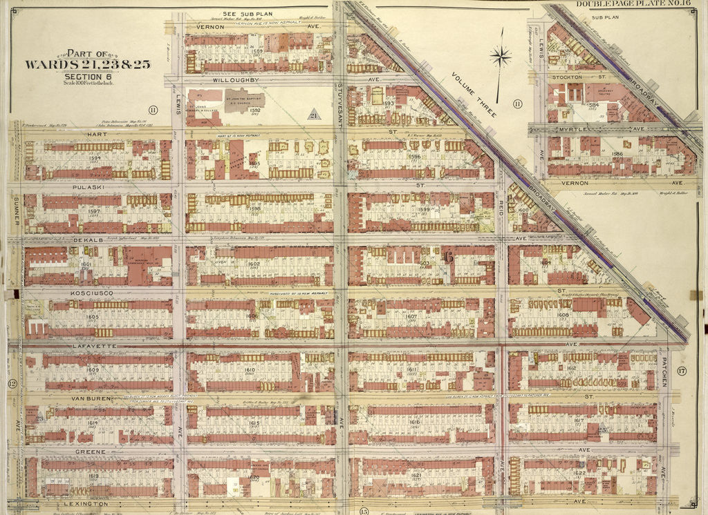 Detail of Map bounded by Broadway, Vernon Av., New York by Anonymous