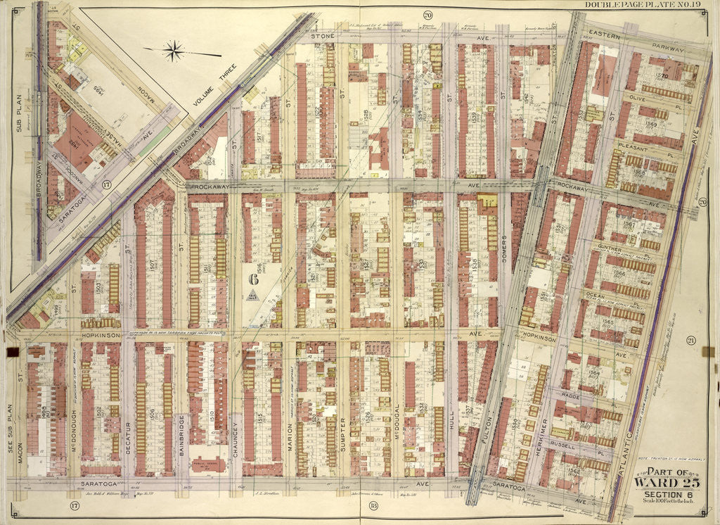 Detail of Map bounded by Broadway, New York by Anonymous