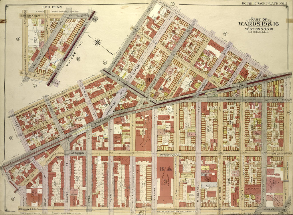 Detail of Map bounded by Marcy Ave., New York by Anonymous
