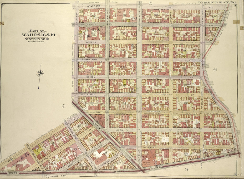 Detail of Map bounded by Montrose Ave., Bushwick Ave., Flushing Ave; Including Gerry St., Broadway by Anonymous