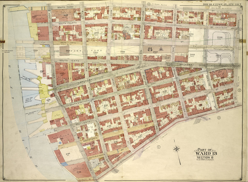 Detail of Map bounded by South Third St., Haveneyer St; Including Division Ave., East River, New York by Anonymous