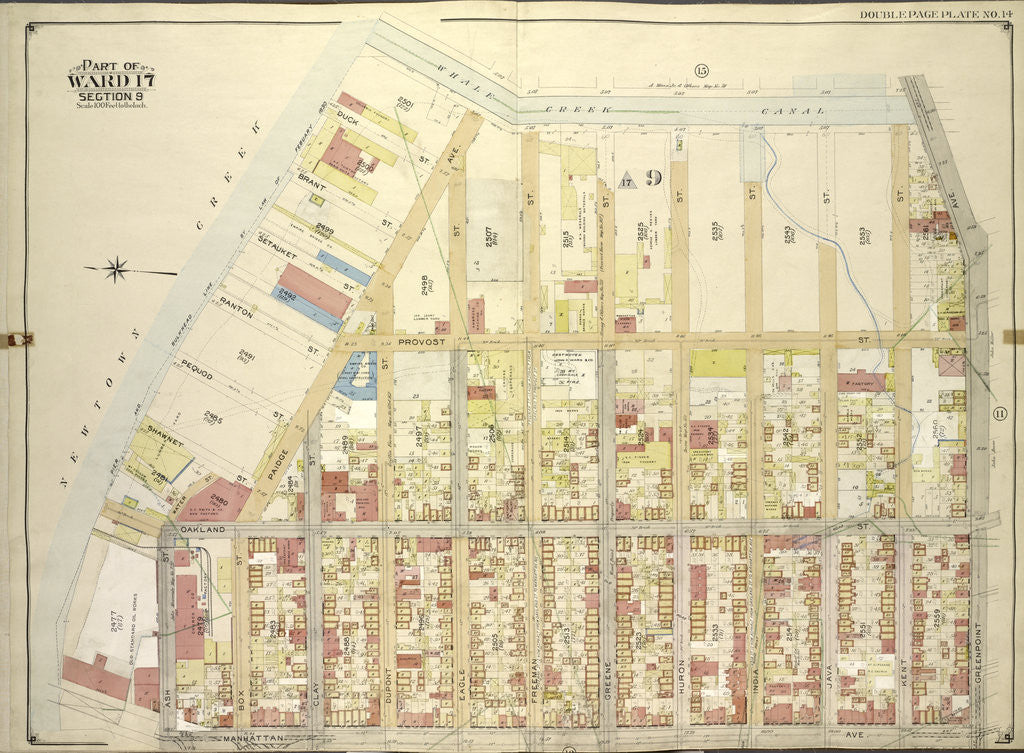 Detail of Map bounded by Whale Creek Canal, Greenpoint Ave; IncludingManhattan Ave., Ash St., Newtown Creek, New York by Anonymous