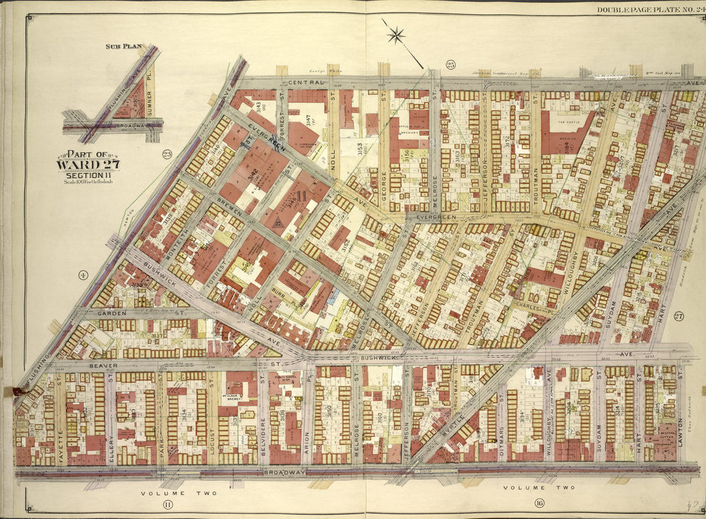 Detail of Map bounded by Flushing Ave., Broadway, Sumner Pl., New York by Anonymous