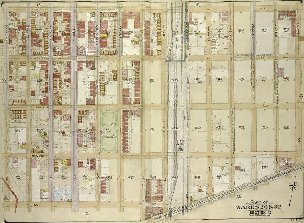 Detail of Map bounded by Dumont Ave., Georgia Ave., New Lots Ave; Including Lott Ave., Thatford St., New York by Anonymous