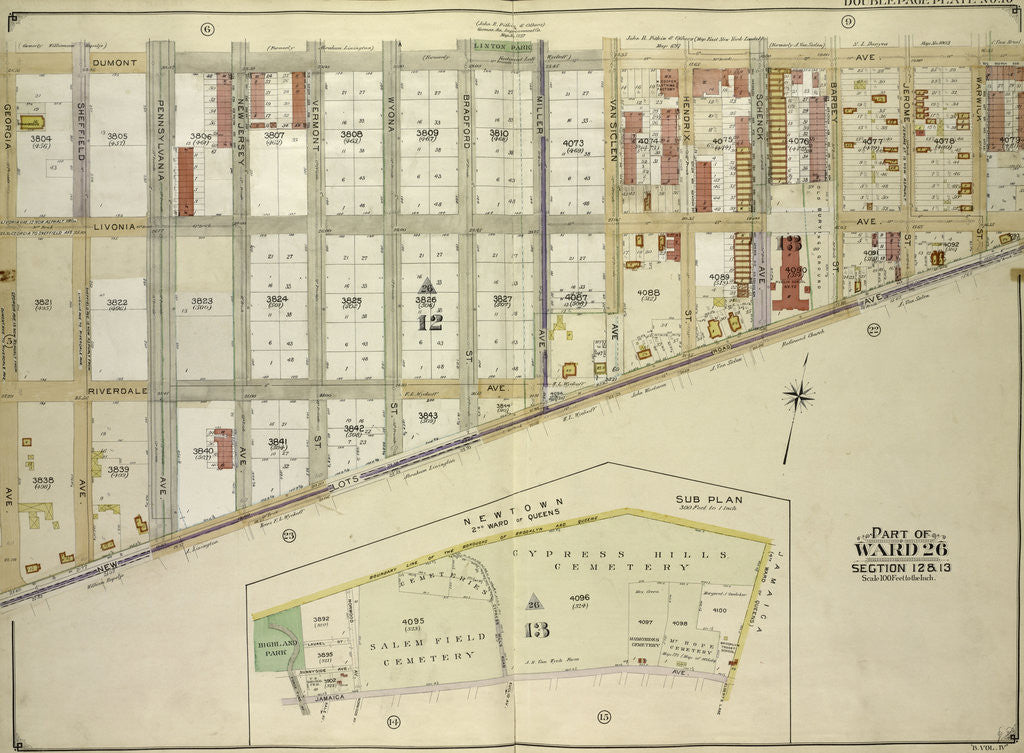 Detail of Map bounded by Boundary Line of the Borough of Brooklyn and Queens, Elderts Lane, New York by Anonymous