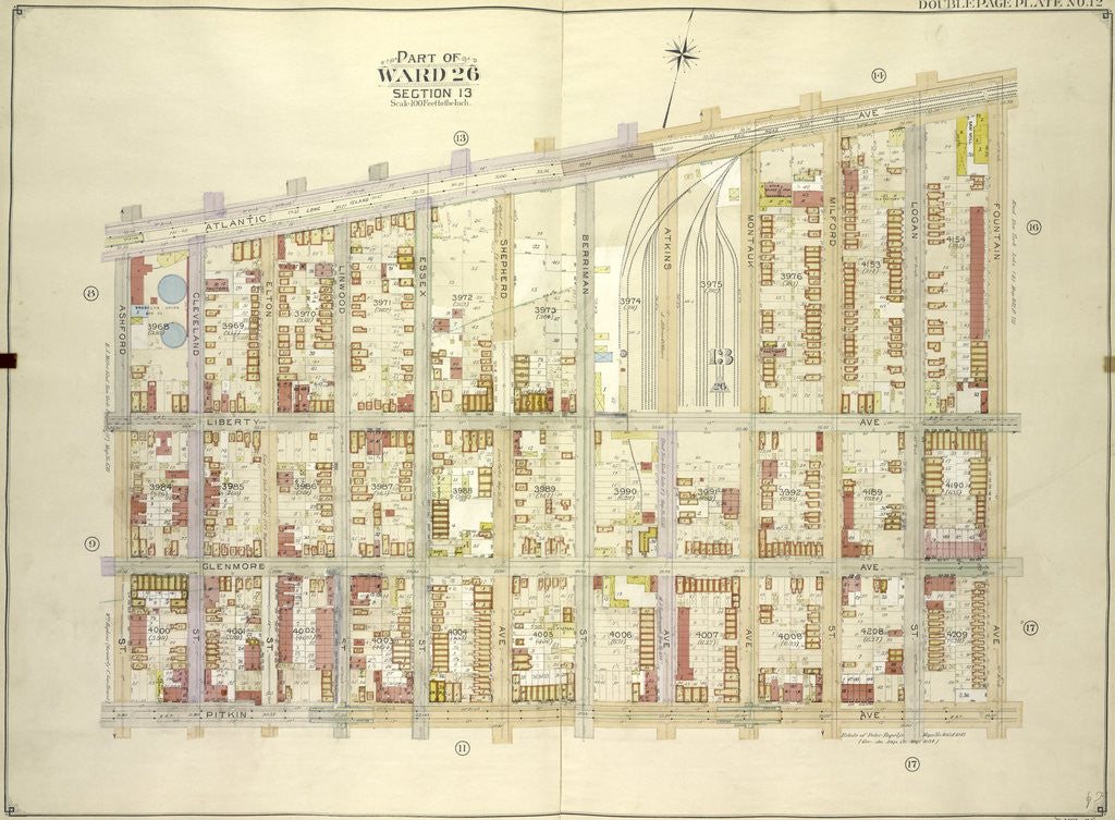 Detail of Map bounded by Atlantic Ave., Fountain Ave; Including Pitkin Ave., Ashford St., New York by Anonymous