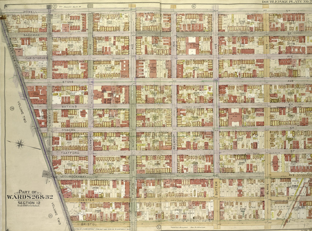 Detail of Map bounded by Powell St., Dumont Ave; Including Bristol St., East New York Ave., New York by Anonymous