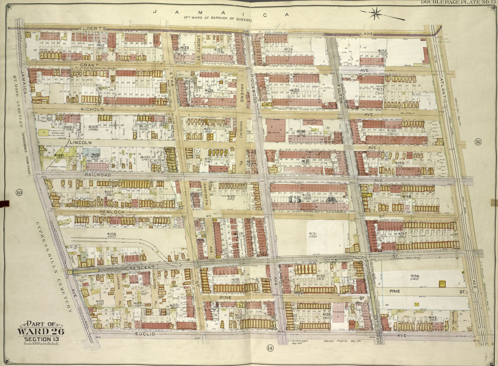 Detail of Map bounded by Elderts Lane, Atlantic Ave; Including Euclid Ave., Jamaica Ave., New York by Anonymous