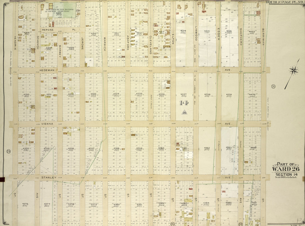 Detail of Map bounded by Newlots Ave., Berriman St; Including Stanley Ave., Henorix St., New York by Anonymous
