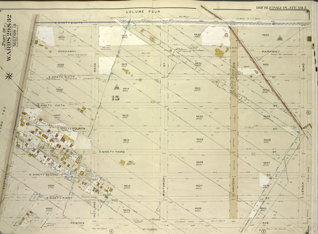Detail of Map bounded by East Ninty Eight St., Lenox Road; Including Remsen Ave., East New York Ave., New York by Anonymous