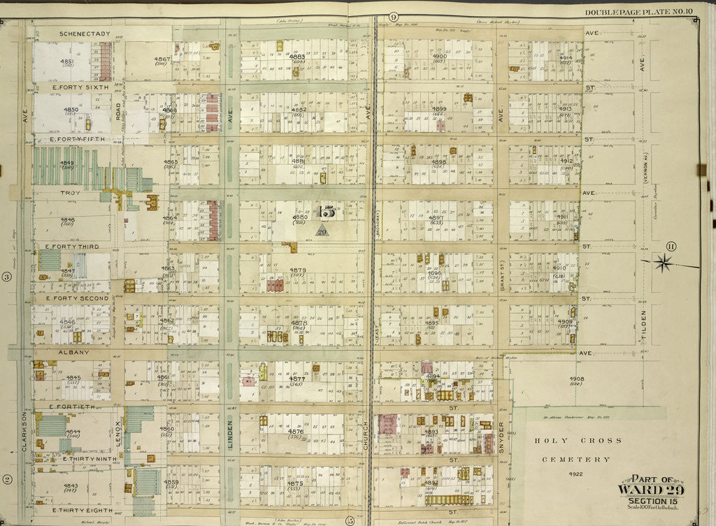 Detail of Map bounded by Schenectady Ave., Tilden Ave. Vernon Ave; Including Snyder Ave., E. 38th St., Clarkson Ave., New York by Anonymous