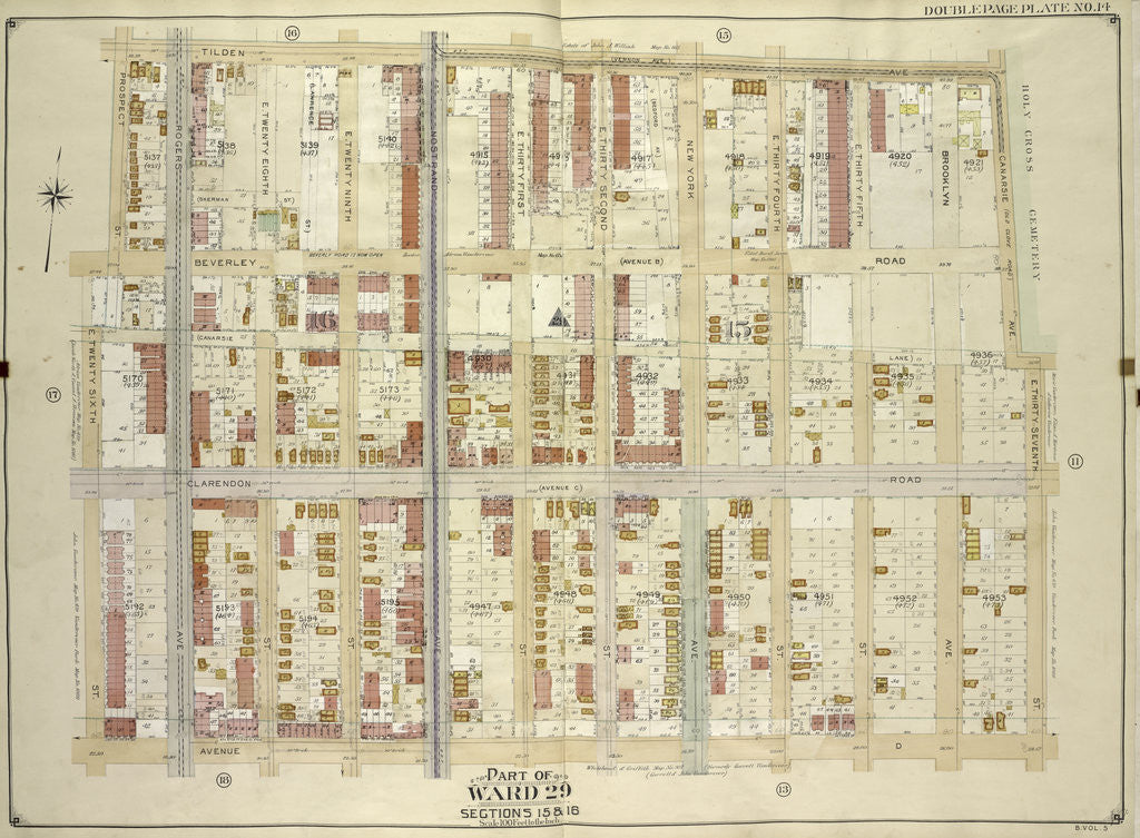 Detail of Map bounded by Tilden Ave., Canarsie Ave., E. 37th St; Including Avenue D, E. 26th St., Prospect St., New York by Anonymous