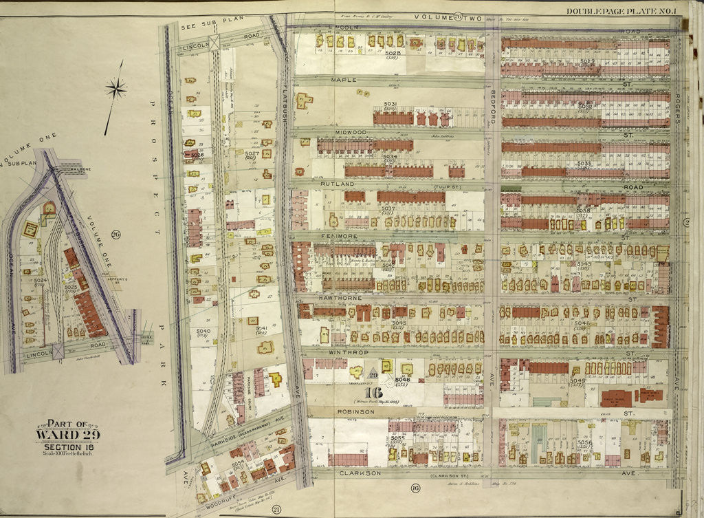 Detail of Map bounded by Flatbush Ave., Lincoln Road, Ocean Ave., New York by Anonymous