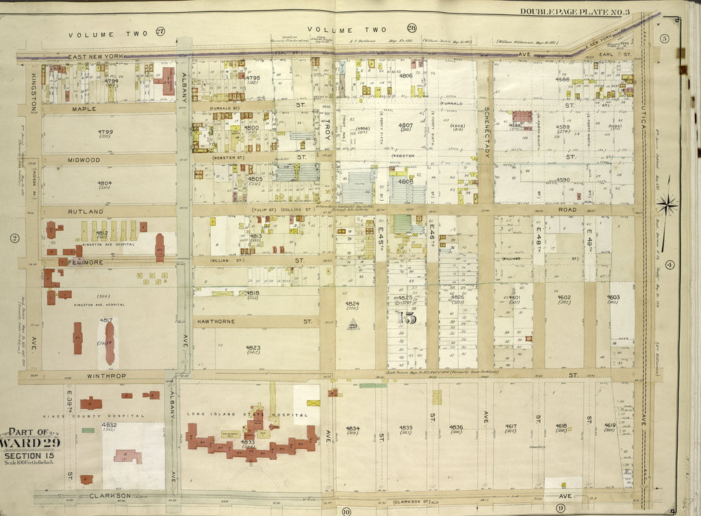 Detail of Map bounded by East New York Ave., Utica Ave., Clarkson Ave; Including Albany Ave., Winthrop St., Kingston Ave., New York by Anonymous