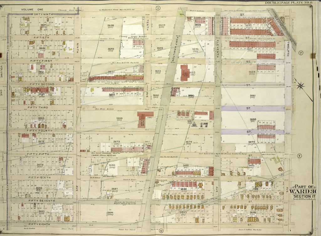 Detail of Map bounded by 49th St., 12th Ave; Including 58th St., 8th Ave., New York by Anonymous