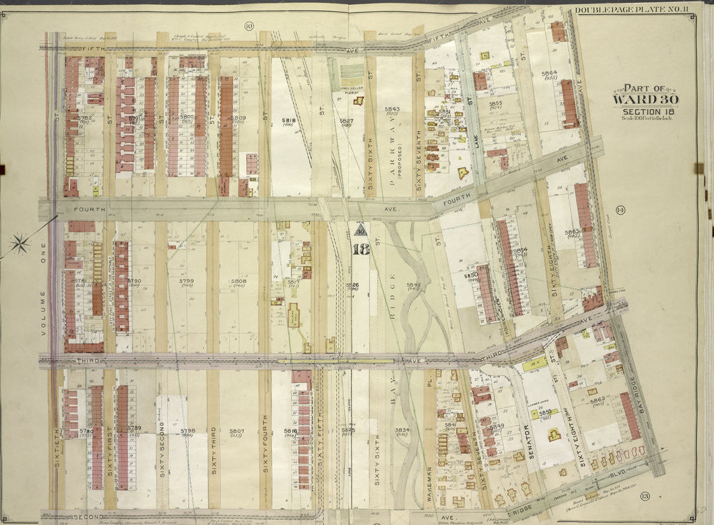 Detail of Map bounded by 5th Ave., Bayridge Ave., Ridge Blvd; Including 2nd Ave., 60th St., New York by Anonymous
