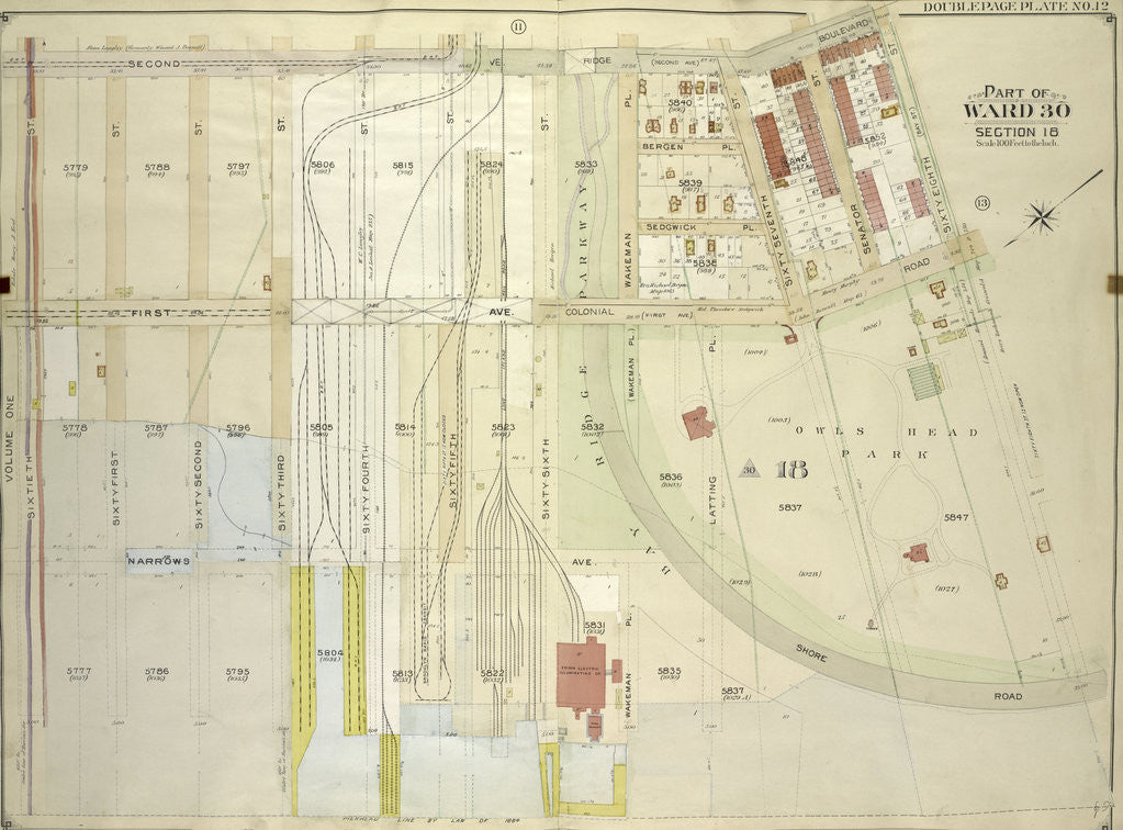 Detail of Map bounded by 2nd Ave., Ridge Blvd., 68th St; Including Shore Road, 60th St., New York by Anonymous