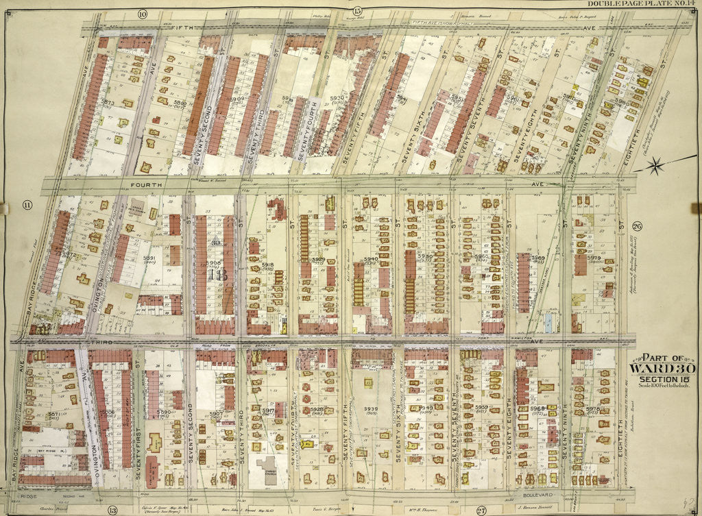 Detail of Map bounded by 5th Ave., 18th St; Including Ridge Blvd., Bay Ridge Ave., New York by Anonymous