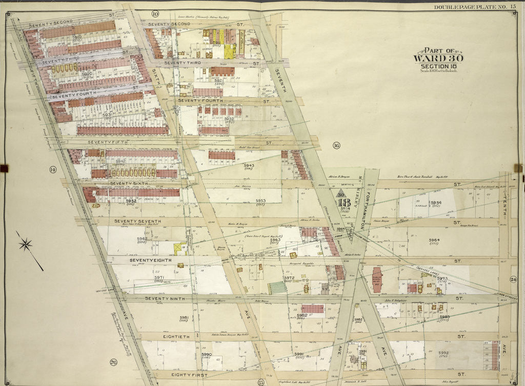 Detail of Map bounded by 72nd St., 7th Ave; Including 10th Ave., 81st St., 5th Ave., New York by Anonymous