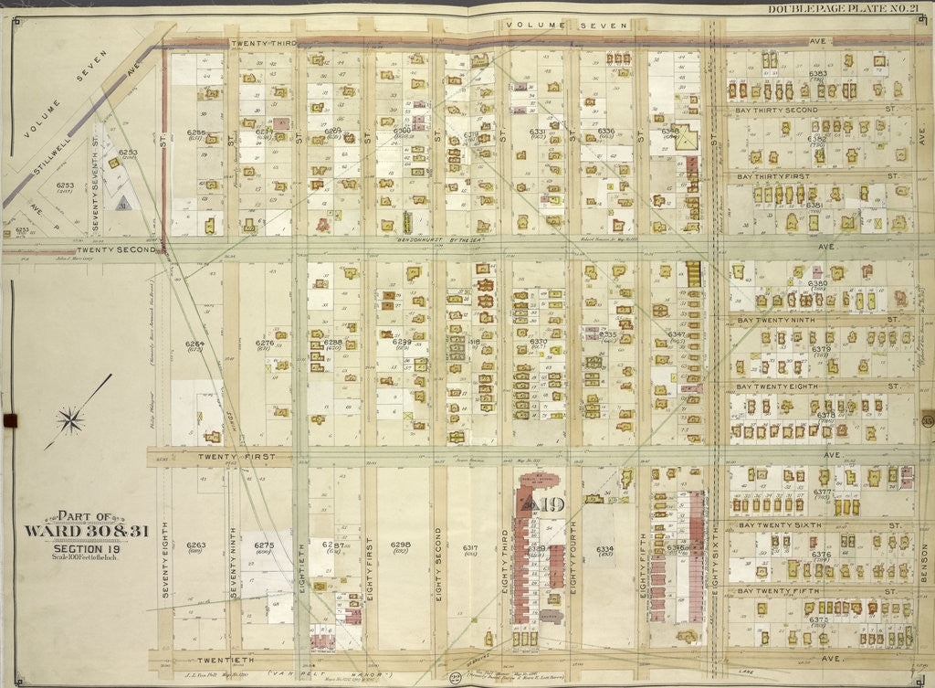Detail of Map bounded by 23rd Ave., Benson Ave., 20th Ave., 28th St; Including 22nd Ave., Avenue P, Stillwell Ave., New York by Anonymous