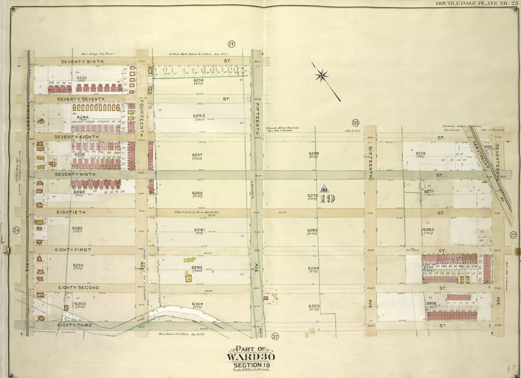 Detail of Map bounded by 76th St., 15th Ave., 78th St., 17th Ave; Including New Utrecht Ave., 83rd St., 13th Ave., New York by Anonymous