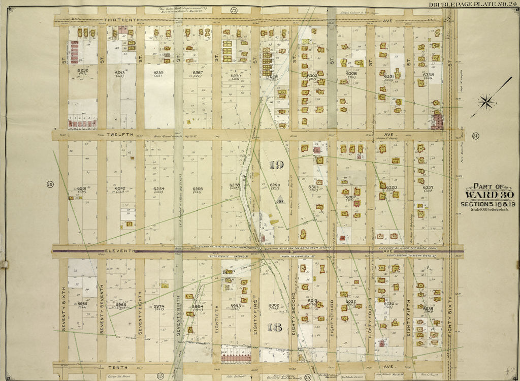 Detail of Map bounded by 13th Ave., 86th St; Including 10th Ave., 76th St., New York by Anonymous