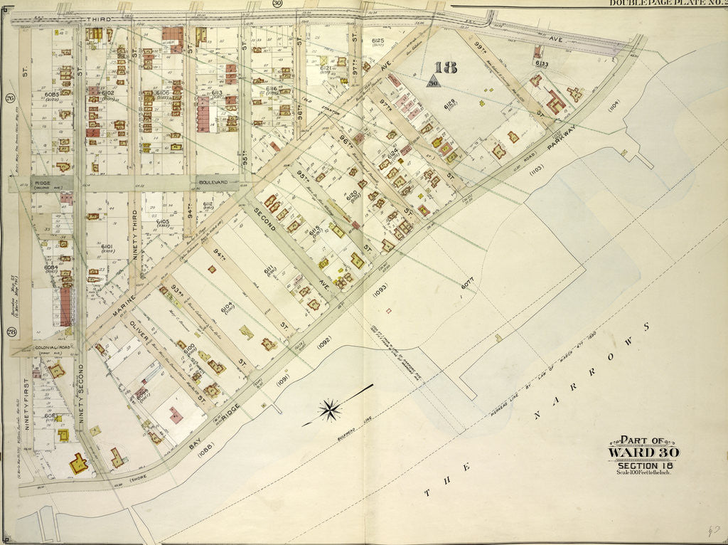 Detail of Map bounded by 3rd Ave., Bay Ridge Parkway; Including 91st St., New York by Anonymous