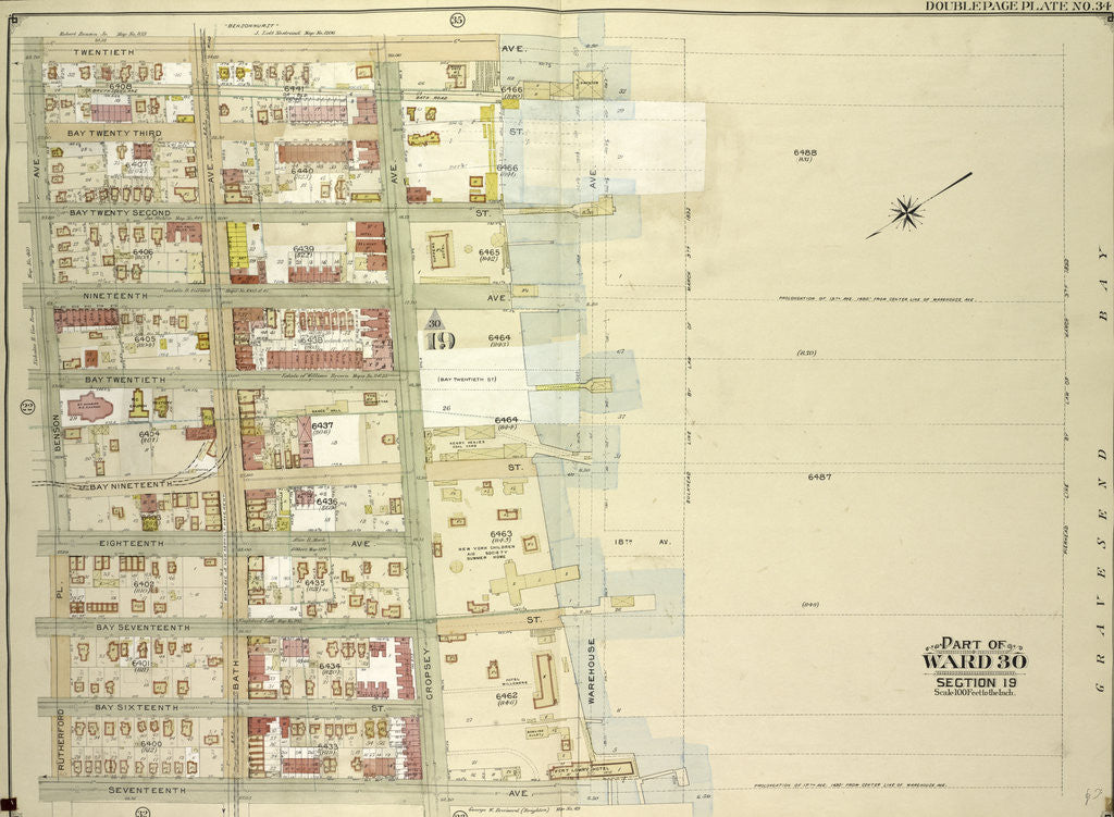 Detail of Map bounded by 20th Ave., Warehouse Ave., 17th Ave., Rutherford Pl., Benson Ave., New York by Anonymous