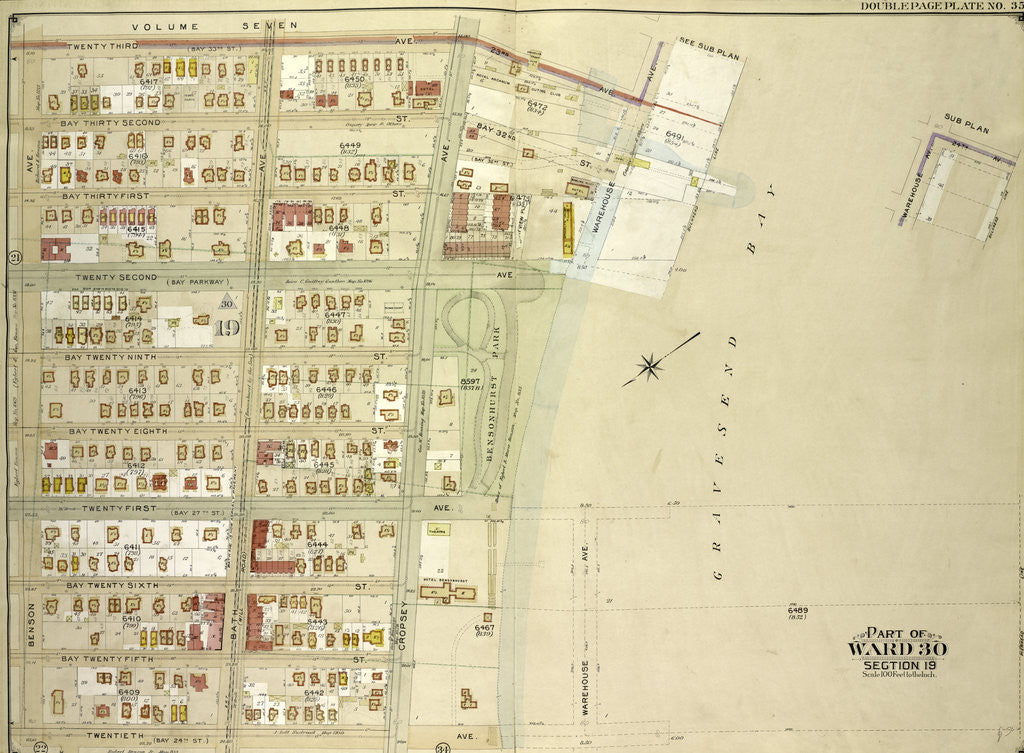 Detail of Map bounded by 23rd Ave., Warehouse Ave., 20th Ave., Benson Ave., New York by Anonymous