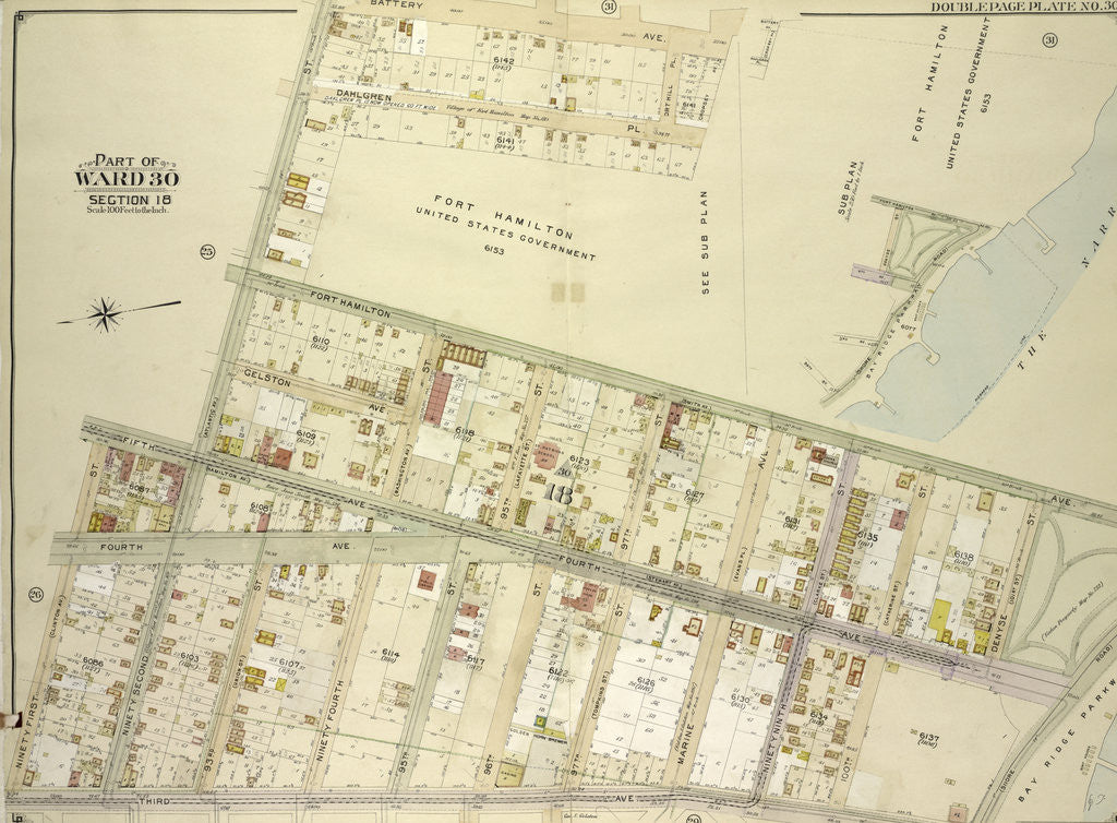 Detail of Map bounded by Fort Hamilton Ave., New York by Anonymous