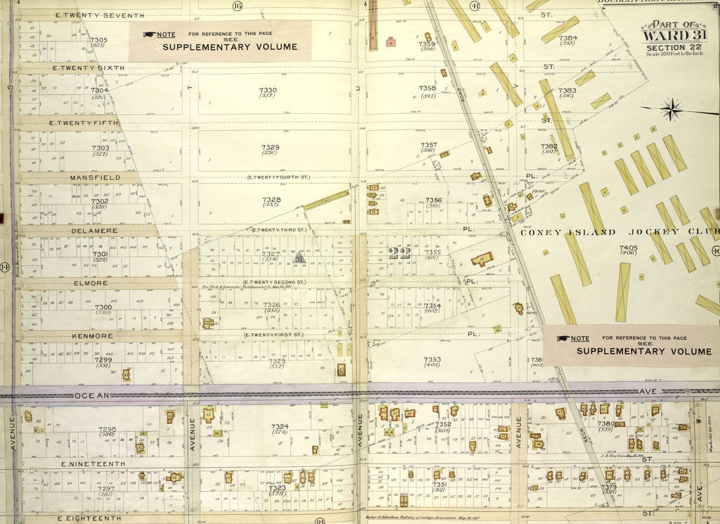 Detail of Map bounded by E. 27th St., Avenue W; Including E. 18th St., Avenue S., New York by Anonymous