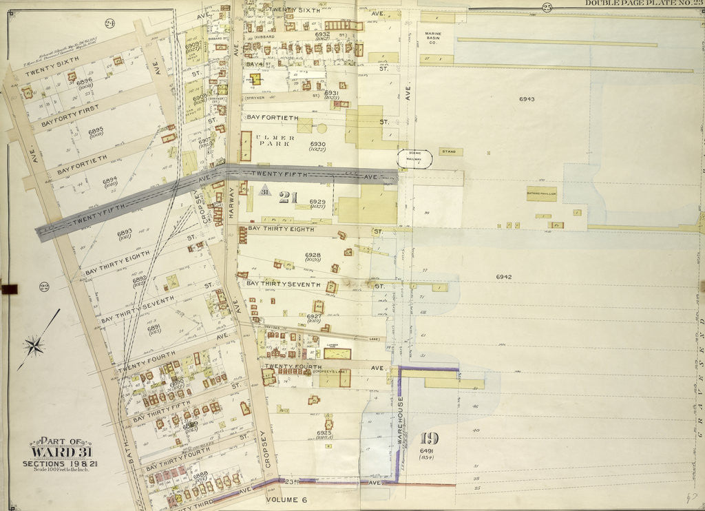 Detail of Map bounded by 26th Ave., Warehouse Ave; Including 23rd Ave., Bath Ave., New York by Anonymous
