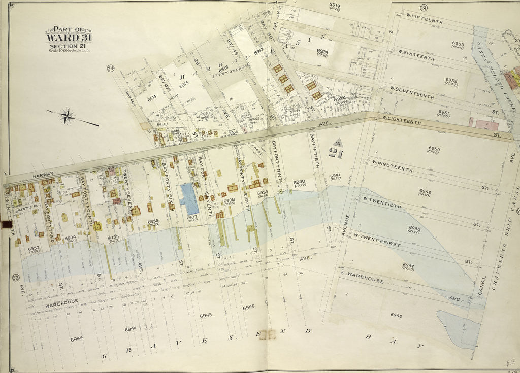 Detail of Map bounded by W. 15th St., Canal Ave., Warehouse Ave; Including 26th Ave., Harway Ave., Bay 46th St., New York by Anonymous