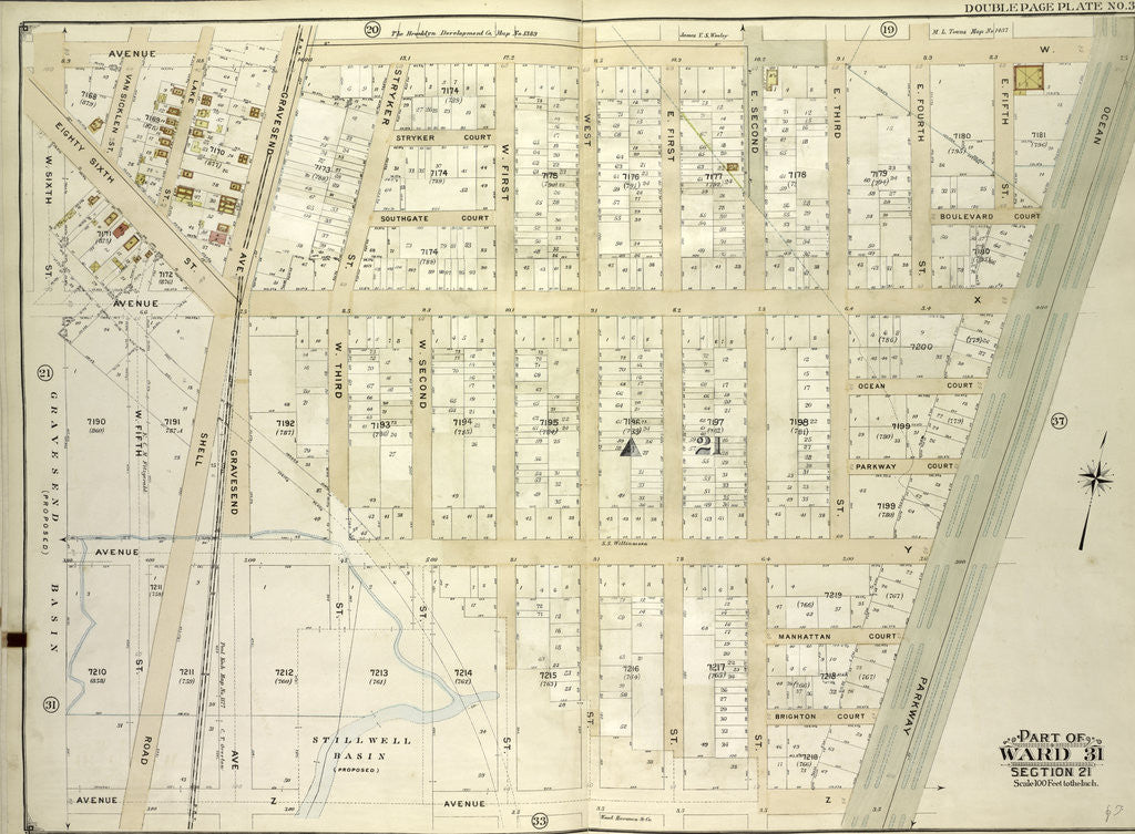Detail of Map bounded by Avenue W, Ocean Parkway, Avenue Z; Including W. 6th St., 86th St., New York by Anonymous