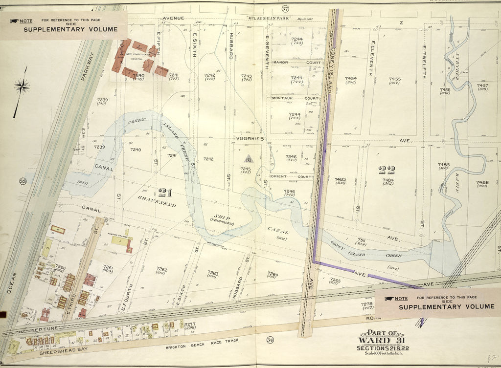 Detail of Map bounded by Avenue Z, E. 13th St; Including Sheepshead Bay Road, Ocean Parkway, New York by Anonymous