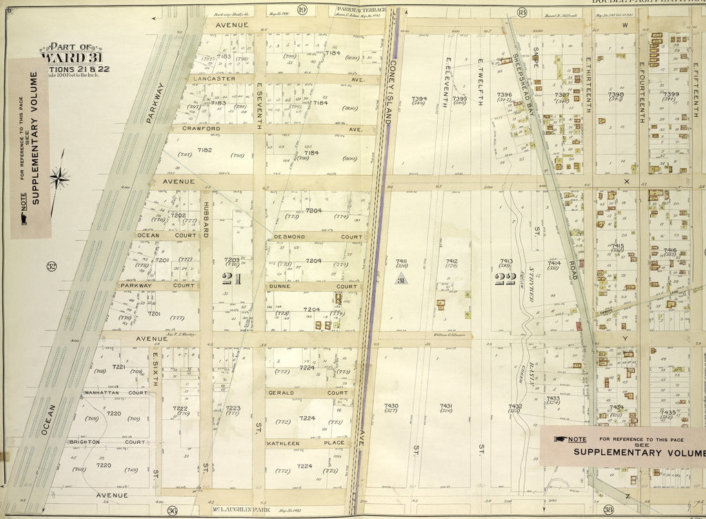 Detail of Map bounded by Avenue W, E. 15th St; Including Avenue Z, Ocean Parkway, New York by Anonymous