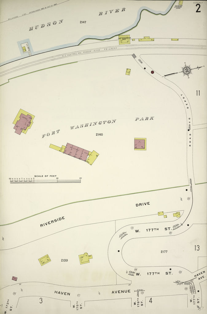 Detail of Map bounded by Hudson River, Haven Ave., New York by Anonymous