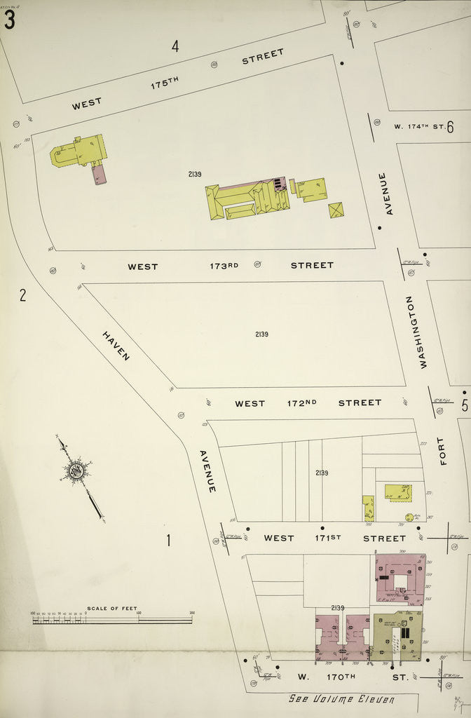 Detail of Map bounded by W. 175th St., Fort Washington Ave., W. 170th St., Haven Ave., New York by Anonymous