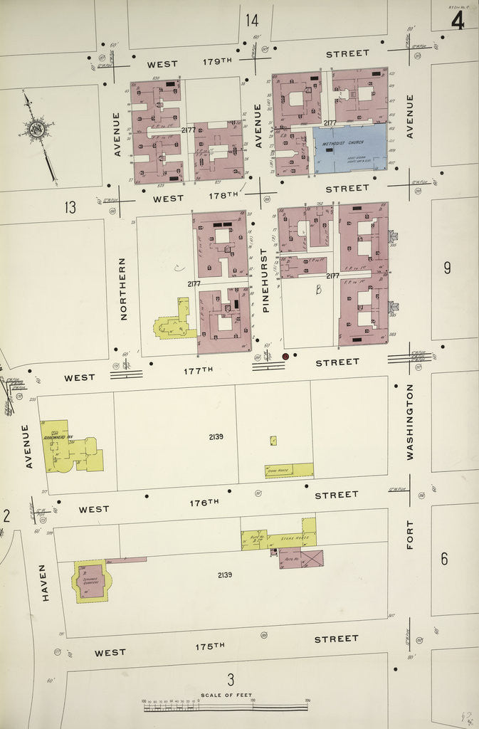 Detail of Map bounded by W. 179th St., Fort Washington Ave., W. 175th St., Haven Ave., New York by Anonymous