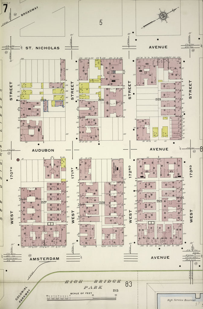 Detail of Map bounded by St. Nicholas Ave., W. 173rd St., Amsterdam Ave., W. 170th St., New York by Anonymous