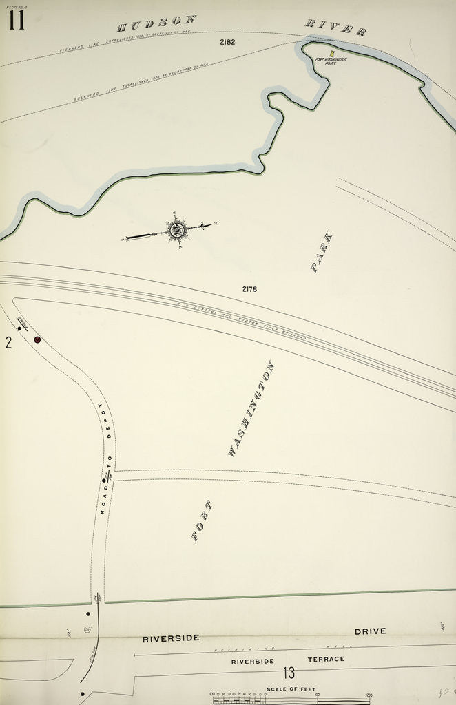Detail of Map bounded by Hudson River, Riverside Drive, New York by Anonymous