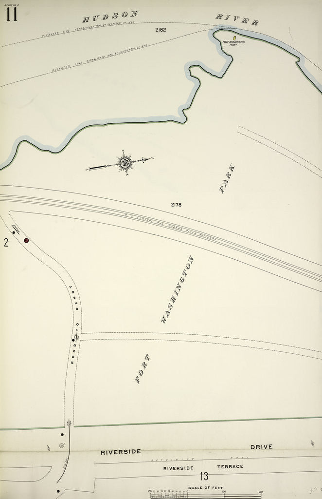 Detail of Map bounded by Hudson River, Riverside Drive, New York by Anonymous