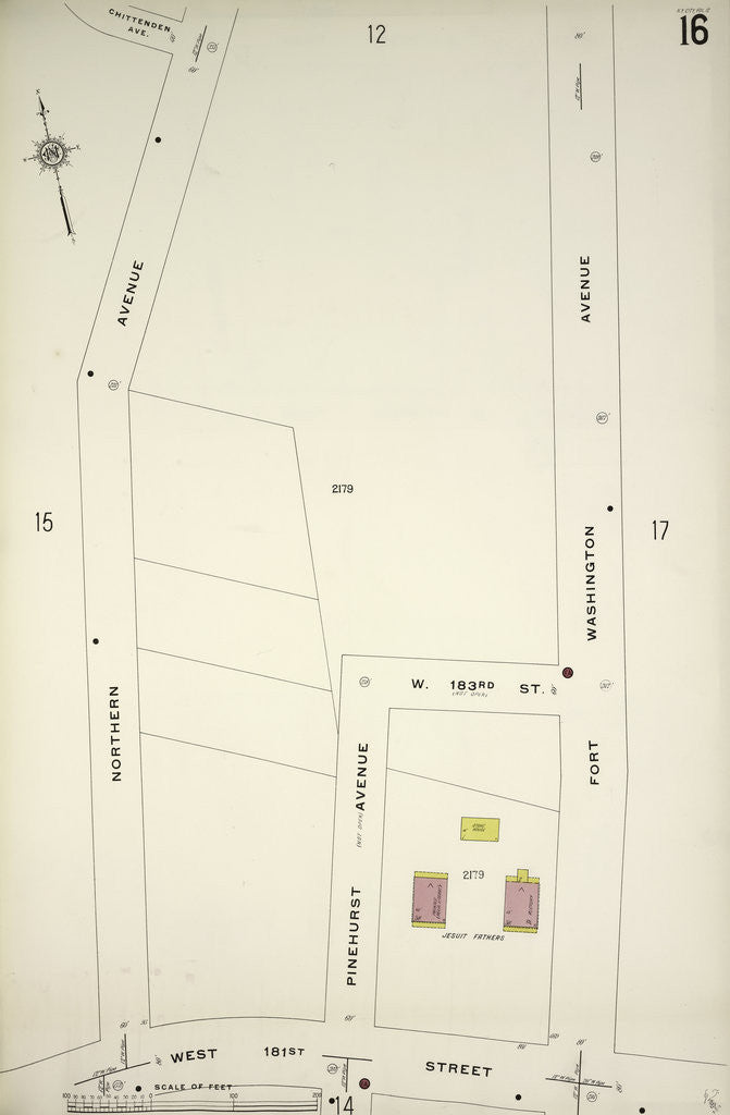 Detail of Map bounded by Northern Ave., Fort Washington Ave., W. 181st St., New York by Anonymous