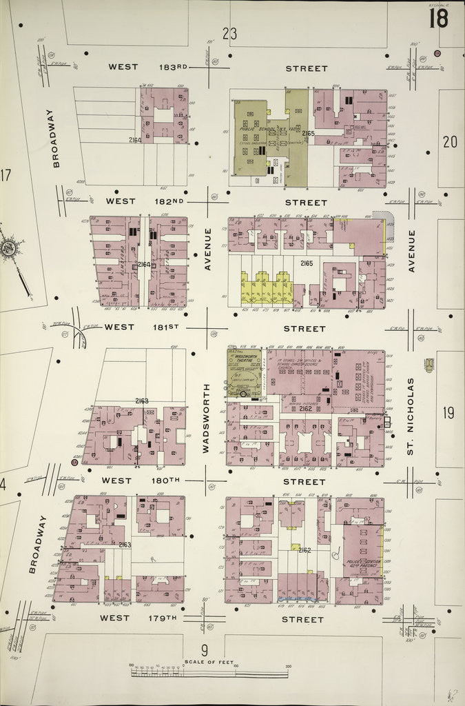 Detail of Map bounded by W. 183rd St., St. Nicholas Ave., W. 179th St., Broadway, New York by Anonymous