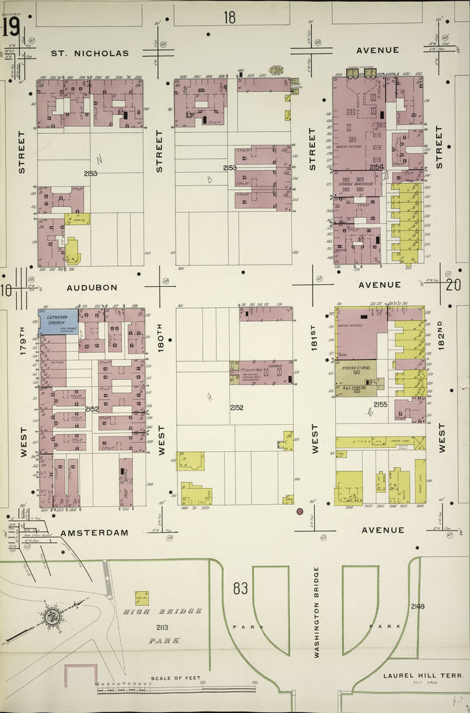 Detail of Map bounded by St. Nicholas Ave., W. 182nd St., Amsterdam Ave., W. 179th St., New York by Anonymous