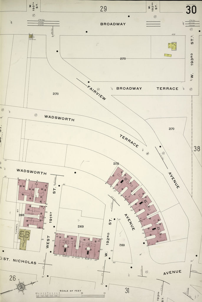 Detail of Map bounded by Broadway, W. 193rd St., St. Nicholas Ave., New York by Anonymous