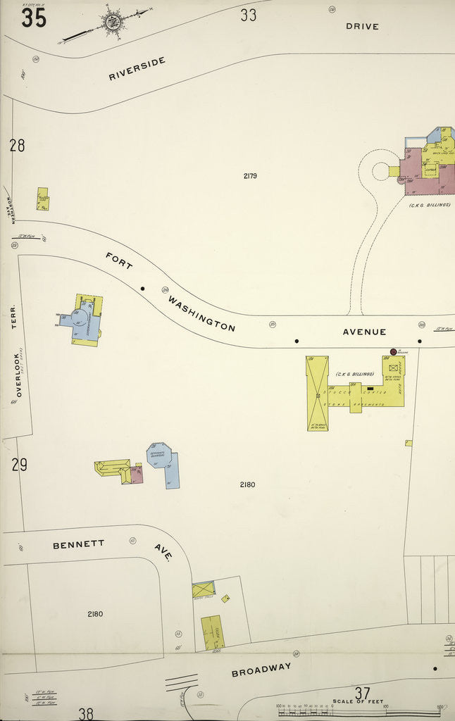 Detail of Map bounded by Riverside Drive, Broadway, New York by Anonymous