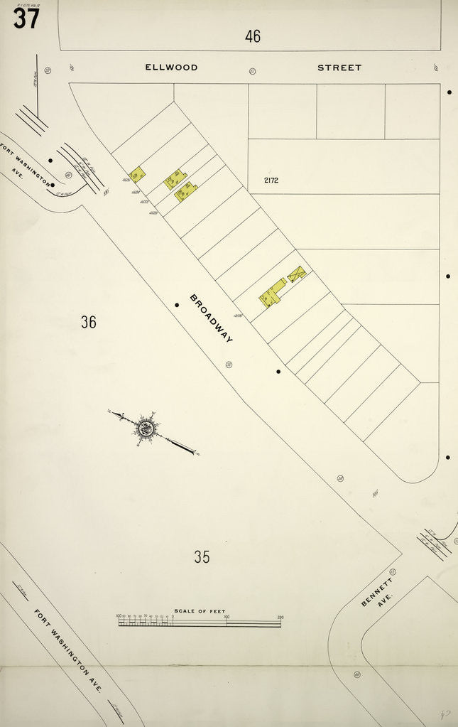 Detail of Map bounded by Ellwood St., Nagle Ave., Broadway, New York by Anonymous