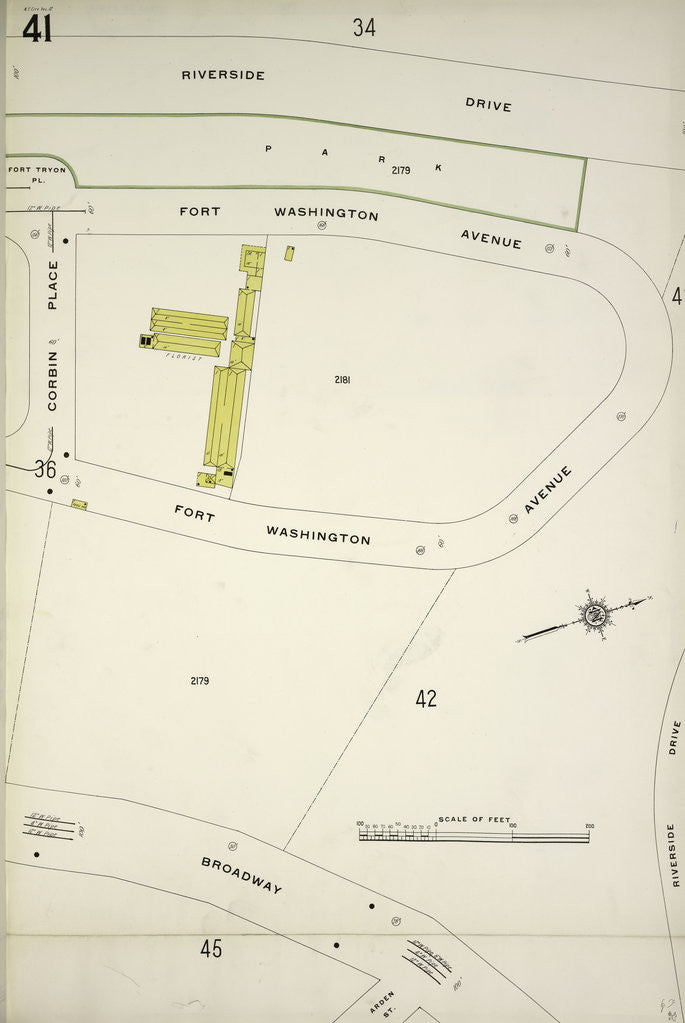Detail of Map bounded by Riverside Drive, Broadway, Corbin Place, New York by Anonymous