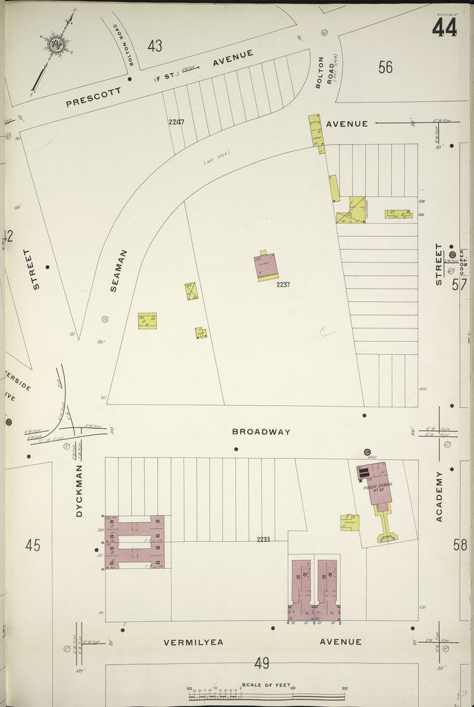 Detail of Map bounded by Prescott Ave., Academy St., Vermilyea Ave., Dyckman St., New York by Anonymous
